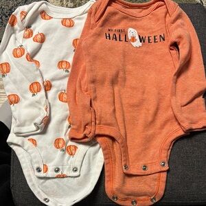 Halloween Pumpkin Baby Onesies - Orange and White
